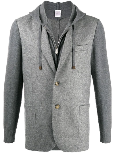 Eleventy Single-breasted Wool Blazer In Grey