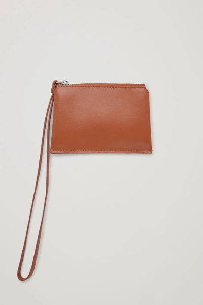 Cos Leather Coin Purse In Beige