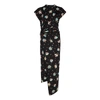 Rabanne Knotted Floral-print Stretch-jersey Midi Dress In Black