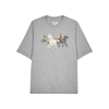 KENZO CHEVAU GREY PRINTED COTTON T-SHIRT,3399820