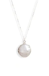 SET & STONES ANGELA COIN PEARL LONG PENDANT NECKLACE,SS187