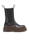 Bottega Veneta Tire Leather Ankle Boots In Black