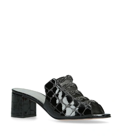 Gina Womens Black Cosmos Embellished Crocodile-embossed Leather Sandals 6.5