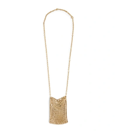 Rabanne Large Chainmail Pouch Necklace In Gold