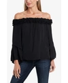VINCE CAMUTO WOMEN'S BELL SLEEVE OFF THE SHOULDER RUMPLE BLOUSE