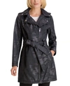 BCBGENERATION BCBGENERATION CAMO-PRINT HOODED BELTED WATER-RESISTANT RAINCOAT