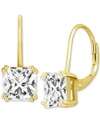 Essentials Cubic Zirconia Square Drop Earrings In Silver Or Gold Plate In Gold