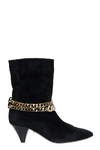ALEVÌ FUTURA 055 HIGH HEELS ANKLE BOOTS IN BLACK SUEDE,11474919