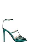 ALEVÌ LAILA 110 SANDALS IN GREEN LEATHER,11474914