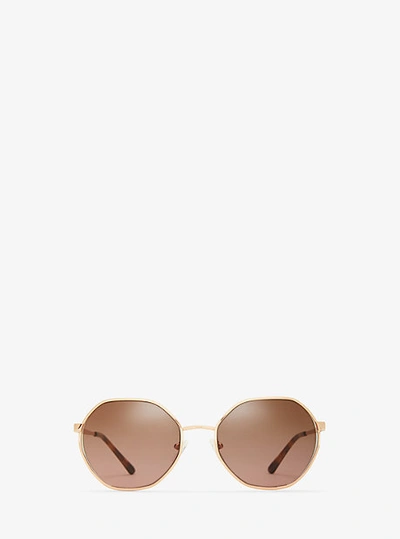 Michael Kors Mk1072 Porto Irregular-frame Sunglasses In Brown,gold Tone,pink,rose Gold Tone