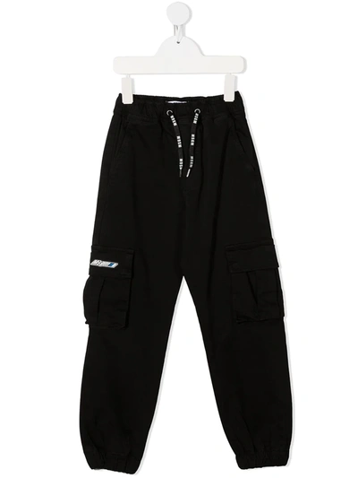 Msgm Kids' Drawstring Waist Trousers In Black