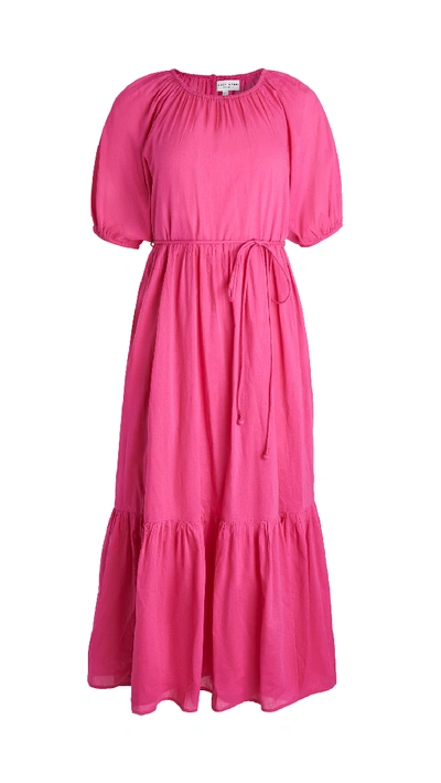 Apiece Apart Simone Organic-cotton Chambray Midi Dress In Pink