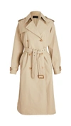 Nili Lotan Belted Cotton-blend Gabardine Trench Coat In Khaki
