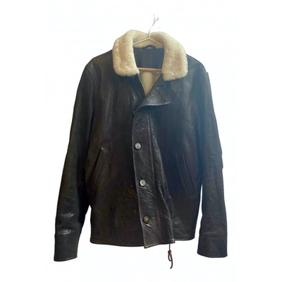 Pre-owned Ymc You Must Create Brown Leather Coat