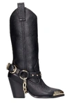 VERSACE JEANS COUTURE TEXAN BOOTS IN BLACK LEATHER,11474940