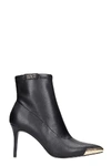 VERSACE JEANS COUTURE HIGH HEELS ANKLE BOOTS IN BLACK LEATHER,11474937