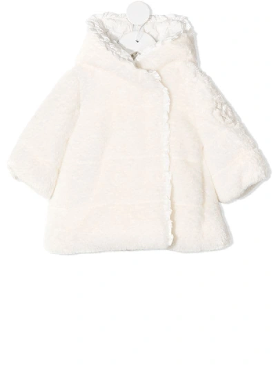 Monnalisa Babies' Shearling Hooded Jacket In White