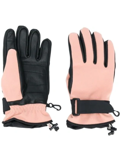 Moncler Women's Leather-paneled Tech-twill Ski Gloves In Light Pink,black