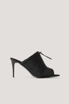 NA-KD DRAWSTRING POINTY PEEPTOE HEELS - BLACK