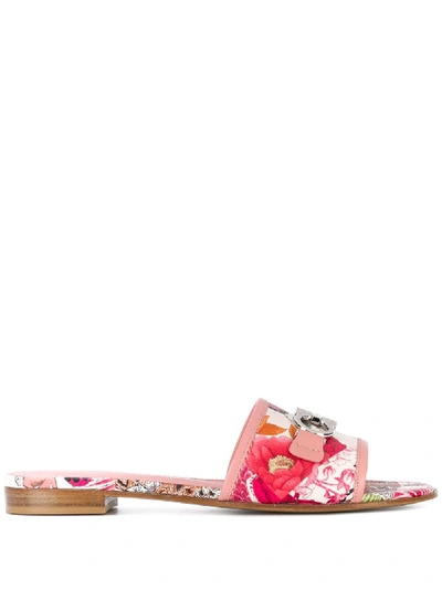 Ferragamo Women's Silk Capsule Rhodes Floral Slide Sandals In Pink