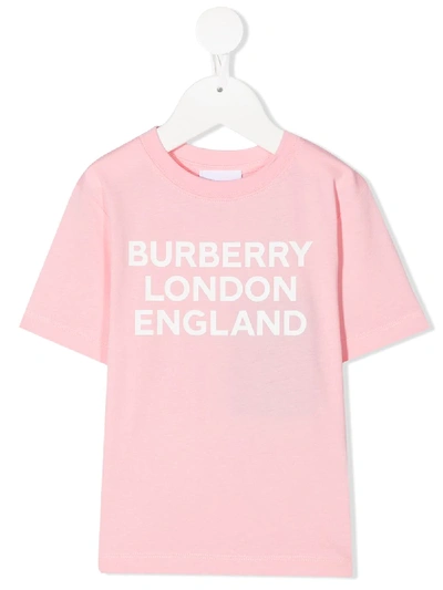 Burberry Babies' Logo-print Cotton T-shirt In Pink
