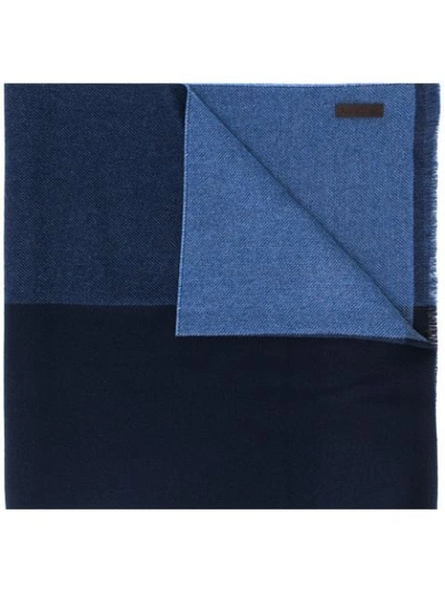 Ermenegildo Zegna Men's Fine Two-tone Wool Scarf In Medium Blue