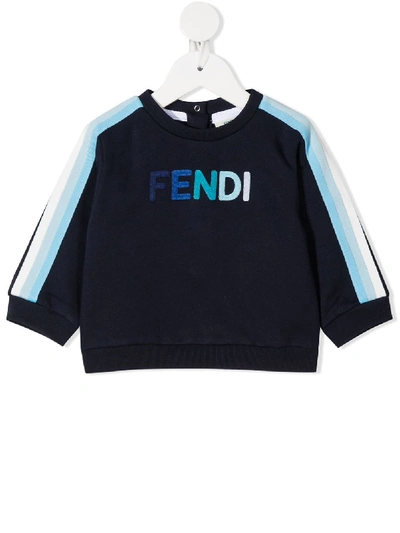 Fendi Kids' Embroidered-logo Sweatshirt In Blue
