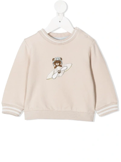 Fendi Babies' Teddy Bear 印花套头衫 In Neutrals