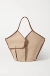 Hereu + Space For Giants Duna Large Leather-trimmed Organic Cotton-canvas Tote In Beige