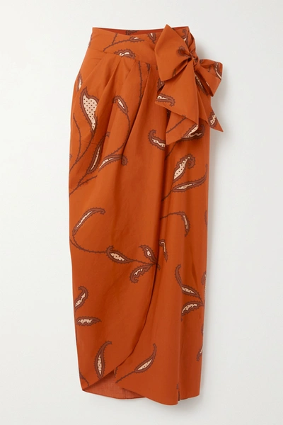 Johanna Ortiz Copper Eco Warrior Printed Cotton Wrap Skirt In Orange