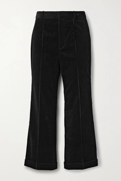 Saint Laurent Cotton-corduroy Straight-leg Trousers In Black