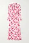 THE VAMPIRE'S WIFE THE UNCONDITIONAL PUSSY-BOW FLORAL-PRINT SILK-CHIFFON MAXI DRESS
