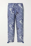 FIGUE GOA EMBELLISHED PRINTED CREPE DE CHINE PANTS