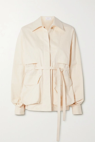 Deveaux Belted Cotton-twill Jacket In Cream
