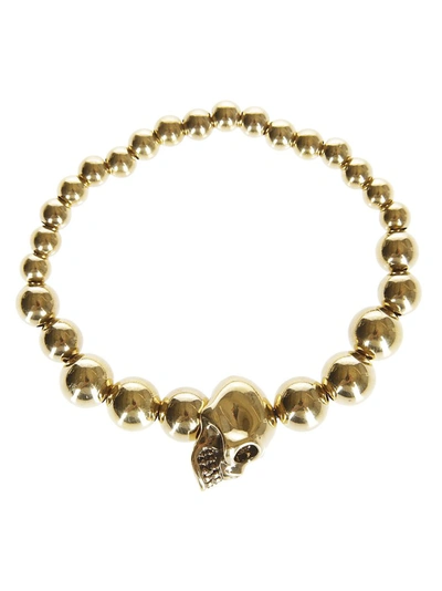 Alexander Mcqueen Skull Pendant Bracelet In Gold