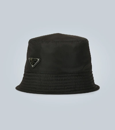 Prada Re-nylon And Shearling Bucket Hat In Transparent