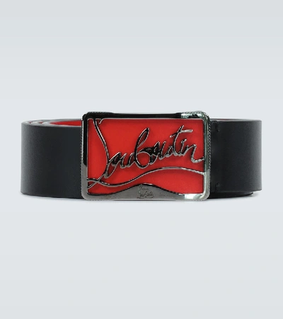 Christian Louboutin Ricky Logo Belt In Black