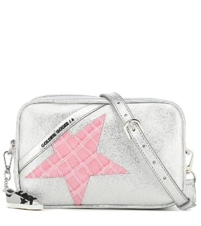 Golden Goose Star Leather Crossbody Bag In Silver