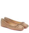 Christian Louboutin Mamadrague Square-toe Leather Ballet Flats In Brown