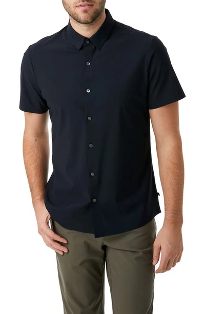 7 Diamonds American Me Slim Fit Short Sleeve Button-up Performance Shirt In Black