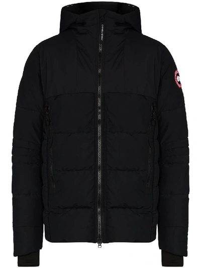 Canada Goose Lodge Packable Windproof 750 Fill Power Down Hooded Jacket In Black