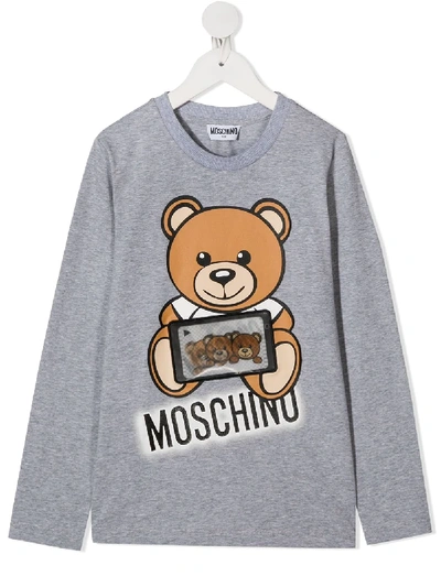 Moschino Kids' Teddy Bear 印花t恤 In Grey