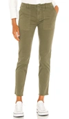 Nili Lotan Jenna Cropped Cotton-blend Slim-leg Trousers In Military Green