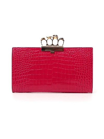 Alexander Mcqueen Four Ring Clutch Bag In Red