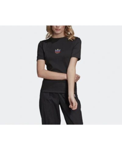 Adidas Originals Adidas Women's Originals Adicolor 3d Trefoil Slim T-shirt In Black