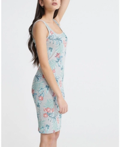 Superdry Miami Floral Body-conscious Dress In Gray-grey