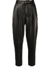 RED VALENTINO LEATHER TAPERED TROUSERS
