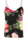 Philipp Plein Holiday Flowers Print Silk Vest Top In Black