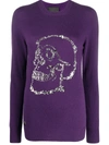 Philipp Plein Look At Me Skull Embellished Jumper In Purple
