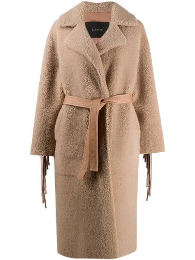 Blancha Fringed Tie-waist Coat In Neutrals